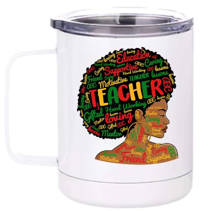 Black Smart Teacher Pride Black History Month Bleached Gift Front & Back 12oz Stainless Steel Tumbler Cup