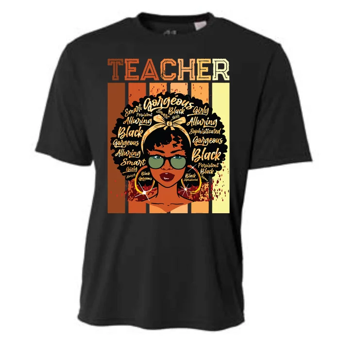 Black Smart Teacher Afro Love Melanin African American Women Cooling Performance Crew T-Shirt