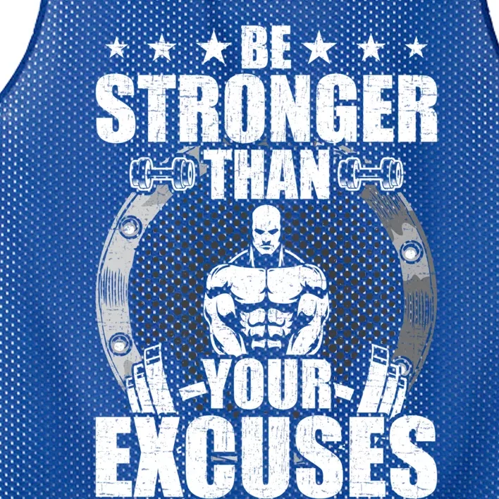 Be Stronger Than Your Excuses Bodybuilding Weightlifting Gift Mesh Reversible Basketball Jersey Tank