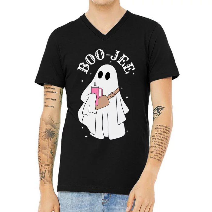 BooJee Stanley Tumbler Inspired Ghost Halloween Spooky V-Neck T-Shirt