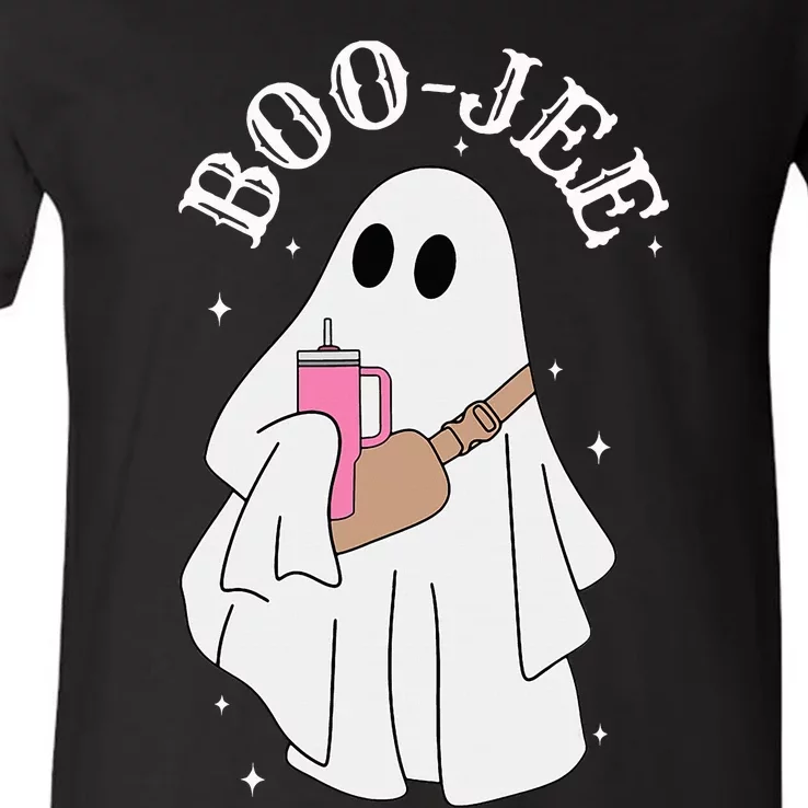 BooJee Stanley Tumbler Inspired Ghost Halloween Spooky V-Neck T-Shirt