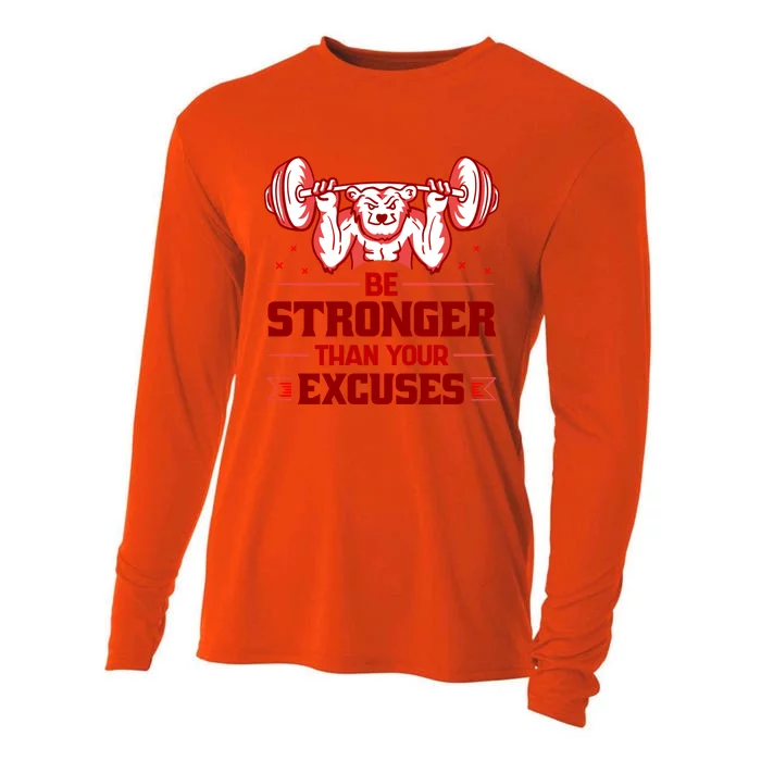 Be Stronger Than Your Excuses Deadlift Weightlifting Gym Gift Cooling Performance Long Sleeve Crew