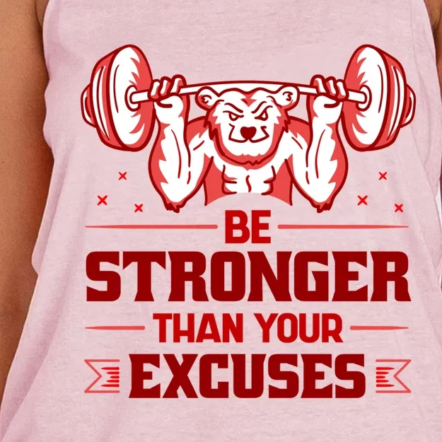 Be Stronger Than Your Excuses Deadlift Weightlifting Gym Gift Women's Knotted Racerback Tank