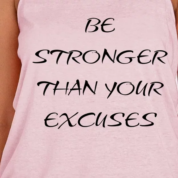 Be Stronger Than Your Excuses Fitness Workout Quote Gift Women's Knotted Racerback Tank