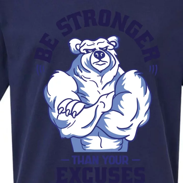 Be Stronger Than Excuses Bear Muscles Bodybuilding Workout Gift Sueded Cloud Jersey T-Shirt