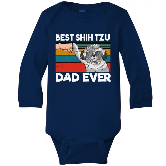 Best Shih Tzu Dad Ever Dog Dad Fist Bump Gift Baby Long Sleeve Bodysuit