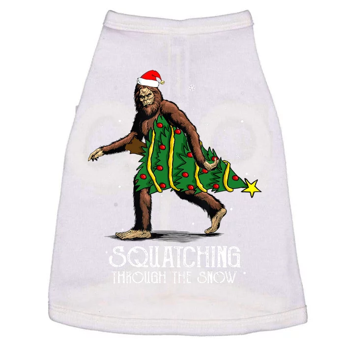 Bigfoot Squatching Through The Snow Christmas Tree Sasquatch Doggie Tank