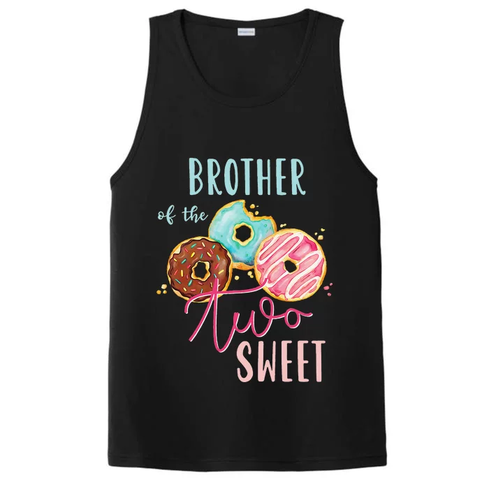 Brother Sweet Two Donut Birthday Party Theme Performance Tank