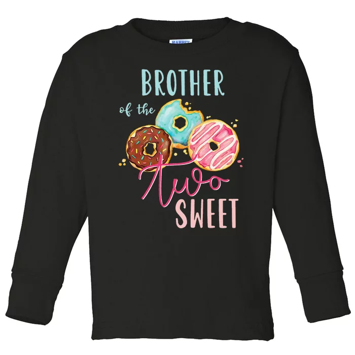 Brother Sweet Two Donut Birthday Party Theme Toddler Long Sleeve Shirt