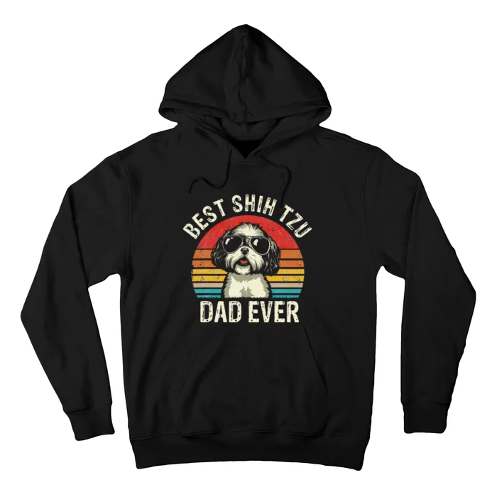 Best Shih Tzu Dad Ever Fathers Day Vintage Shih Tzu Dog Hoodie