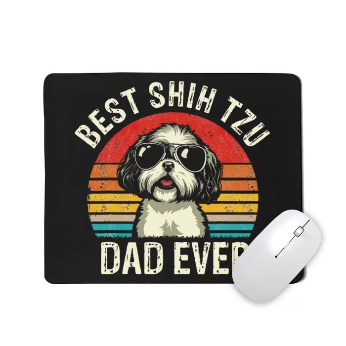 Best Shih Tzu Dad Ever Fathers Day Vintage Shih Tzu Dog Mousepad