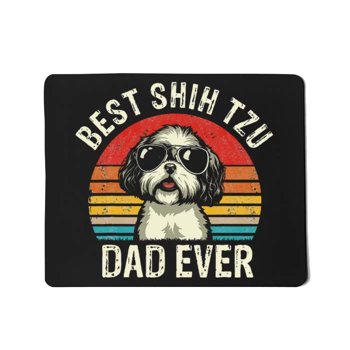 Best Shih Tzu Dad Ever Fathers Day Vintage Shih Tzu Dog Mousepad