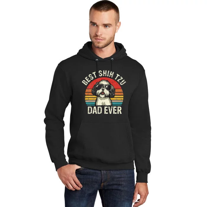 Best Shih Tzu Dad Ever Fathers Day Vintage Shih Tzu Dog Tall Hoodie