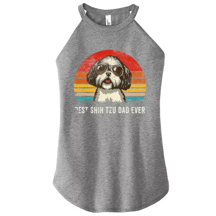 Best Shih Tzu Dad Ever Funny Shih Tzu Dad Gift Dog Lover Women’s Perfect Tri Rocker Tank