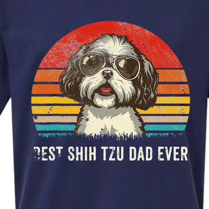 Best Shih Tzu Dad Ever Funny Shih Tzu Dad Gift Dog Lover Sueded Cloud Jersey T-Shirt