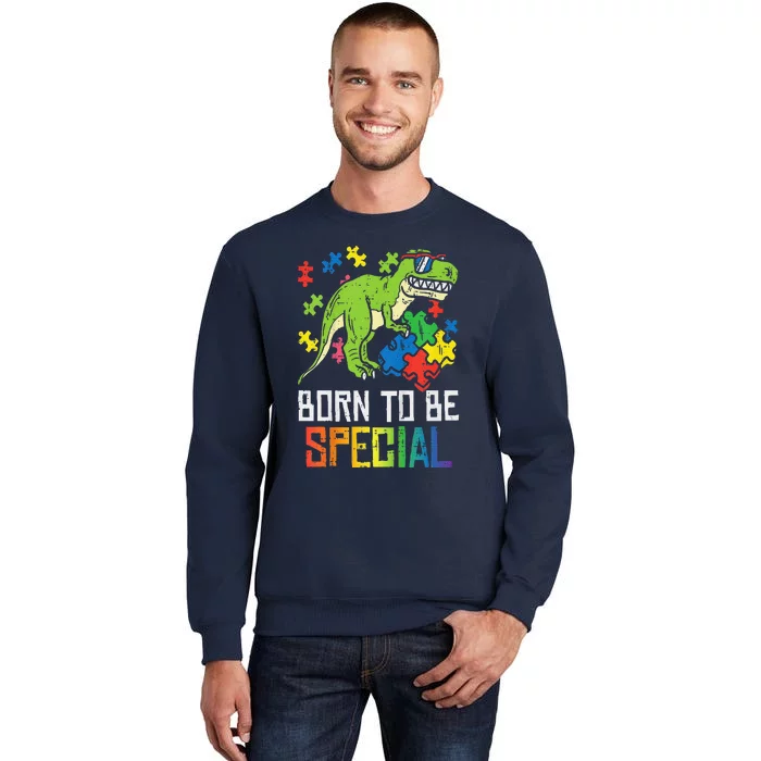 Born Special Trex Puzzle Dino Autism Awareness Tall Sweatshirt