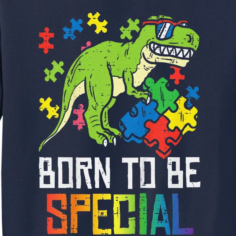 Born Special Trex Puzzle Dino Autism Awareness Tall Sweatshirt