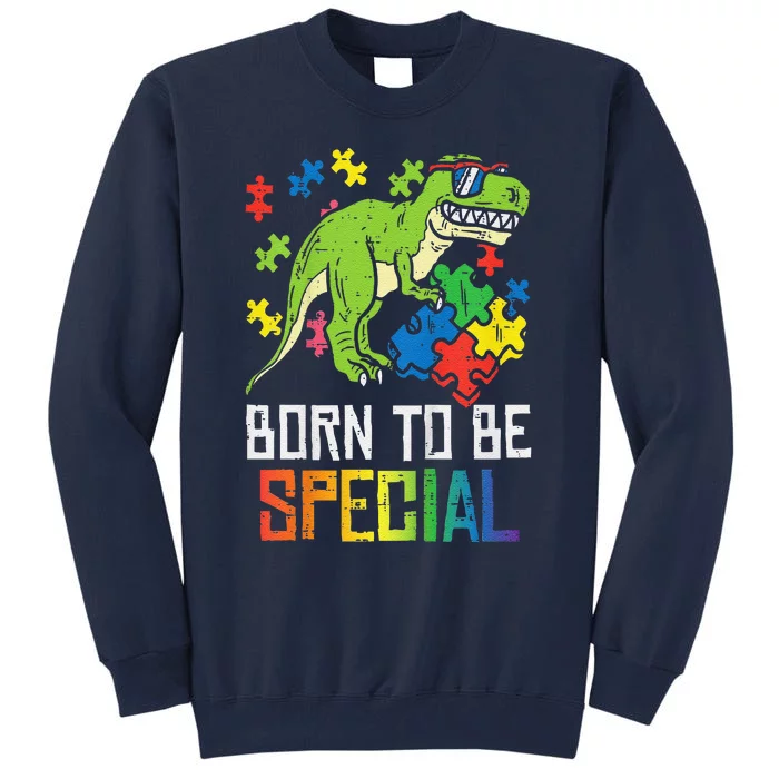 Born Special Trex Puzzle Dino Autism Awareness Tall Sweatshirt