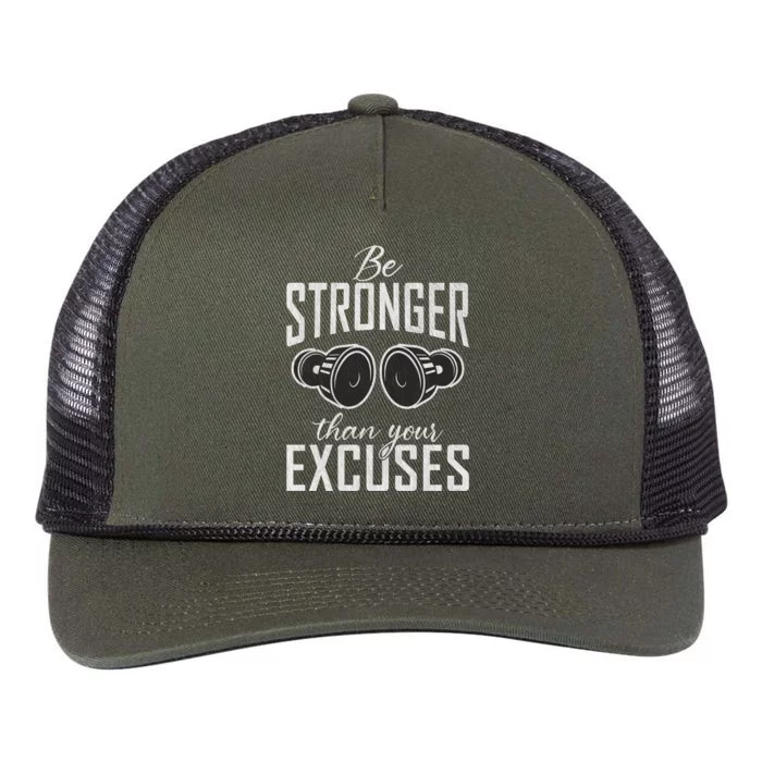 Be Stronger Than Your Excuses Gym Workout Bodybuilding Gift Retro Rope Trucker Hat Cap