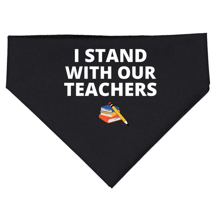 I Stand With Our Teachers support teacher & Stand Against Book Banning! USA-Made Doggie Bandana