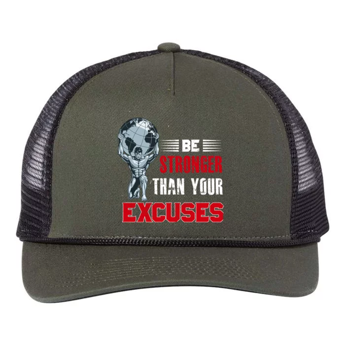 Be Stronger Than Your Excuses Bodybuilding Funny Gift Retro Rope Trucker Hat Cap