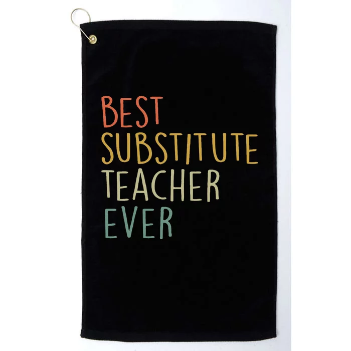 Best Substitute Teacher Ever Cool Vintage Christmas Gift Platinum Collection Golf Towel