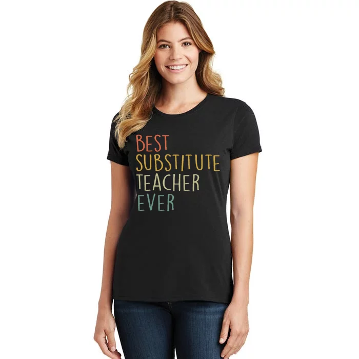 Best Substitute Teacher Ever Cool Vintage Christmas Gift Women's T-Shirt