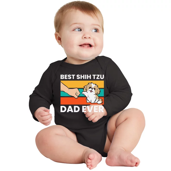 Best Shih Tzu Dad Ever Funny Shih Tzu Baby Long Sleeve Bodysuit