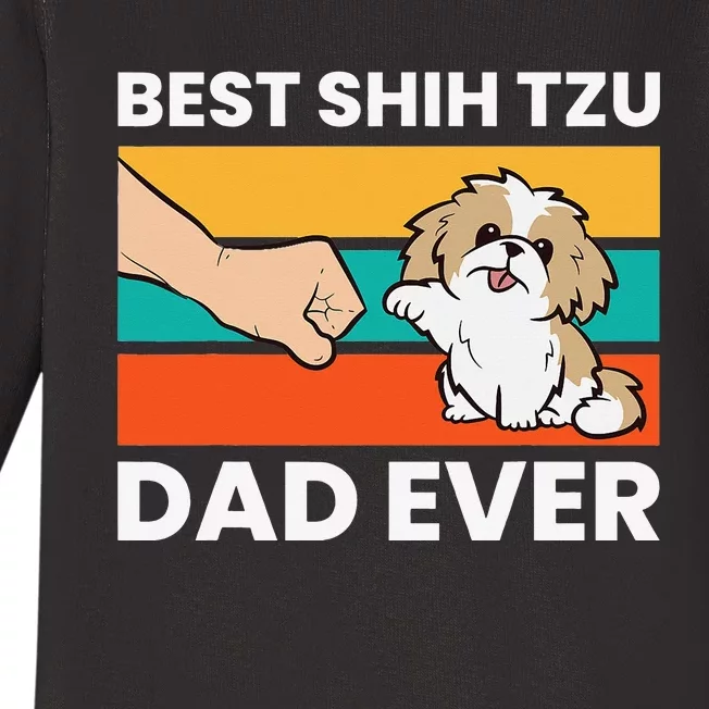 Best Shih Tzu Dad Ever Funny Shih Tzu Baby Long Sleeve Bodysuit