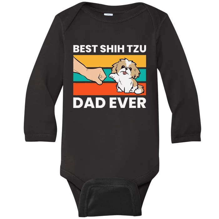 Best Shih Tzu Dad Ever Funny Shih Tzu Baby Long Sleeve Bodysuit