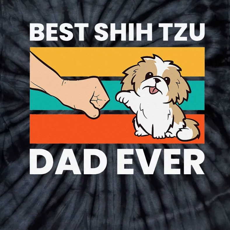 Best Shih Tzu Dad Ever Funny Shih Tzu Tie-Dye T-Shirt