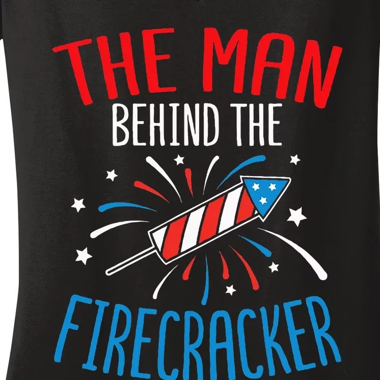 Baby Shower The Man Behind The Firecracker Women's V-Neck T-Shirt