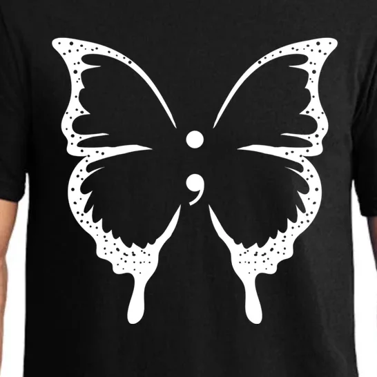 Butterfly Semicolon Tal Health Awareness Gift Pajama Set