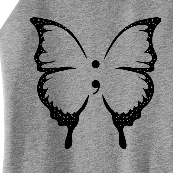 Butterfly Semicolon Tal Health Awareness Gift Women’s Perfect Tri Rocker Tank