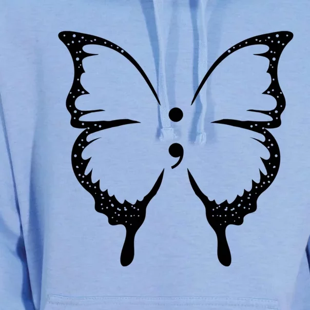 Butterfly Semicolon Tal Health Awareness Gift Unisex Surf Hoodie