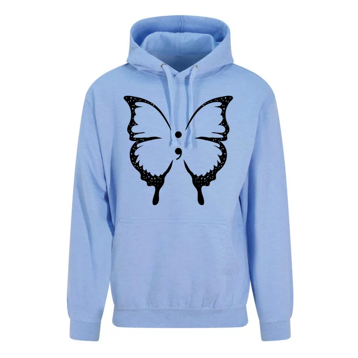 Butterfly Semicolon Tal Health Awareness Gift Unisex Surf Hoodie