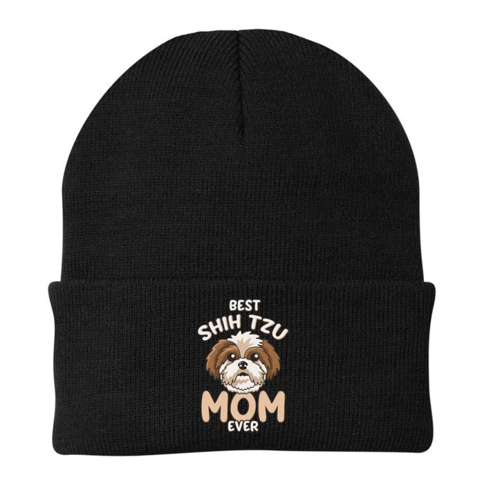 Best Shih Tzu Mom Ever Funny & Cute Toy Dog Mama Knit Cap Winter Beanie