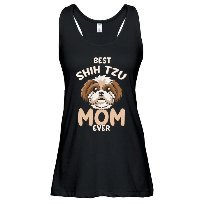 Best Shih Tzu Mom Ever Funny & Cute Toy Dog Mama Ladies Essential Flowy Tank