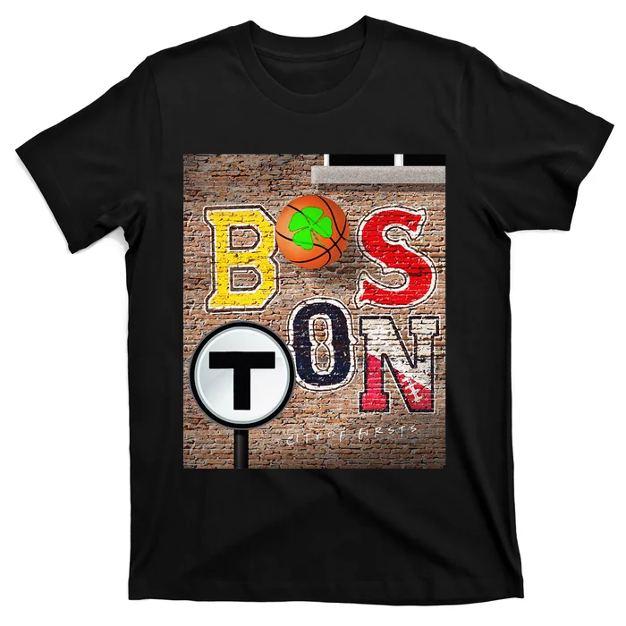 Boston Sports Teams Fan Football Baseball Hockey Basketball T-Shirt