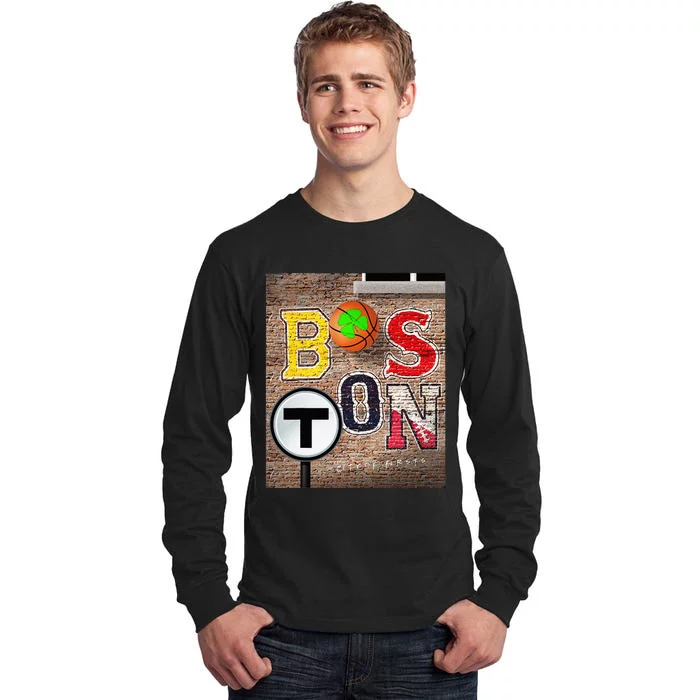 Boston Sports Teams Fan Football Baseball Hockey Basketball Tall Long Sleeve T-Shirt