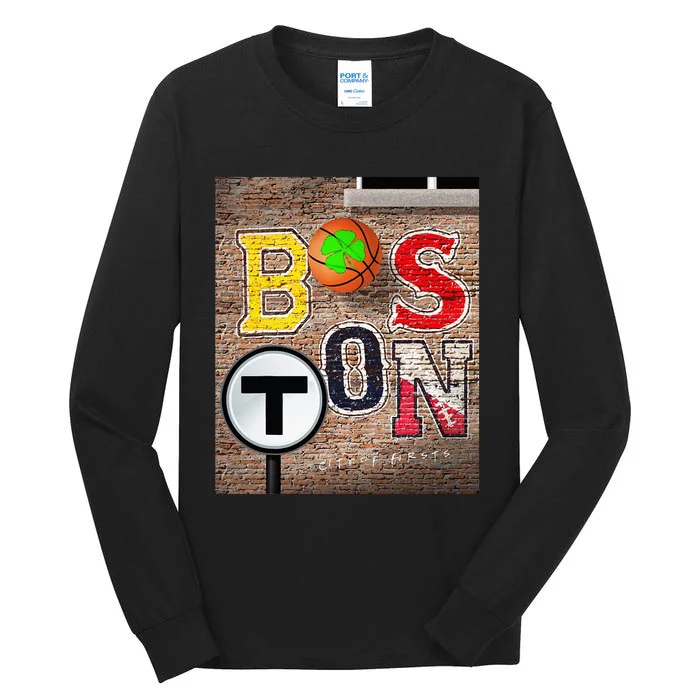 Boston Sports Teams Fan Football Baseball Hockey Basketball Tall Long Sleeve T-Shirt