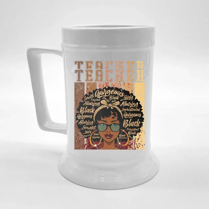 Black Smart Teacher Afro Love Melanin African American Front & Back Beer Stein