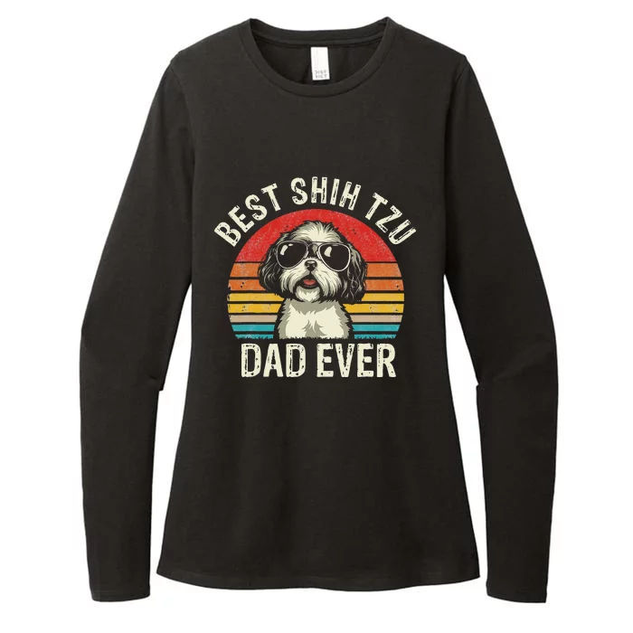 Best Shih Tzu Dad Ever Father's Day Vintage Shih Tzu Dog Womens CVC Long Sleeve Shirt