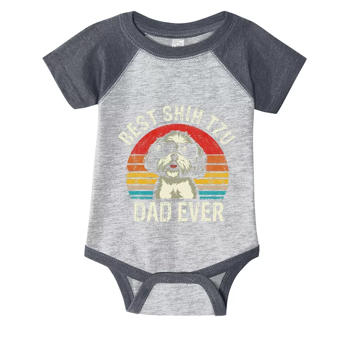 Best Shih Tzu Dad Ever Father's Day Vintage Shih Tzu Dog Infant Baby Jersey Bodysuit