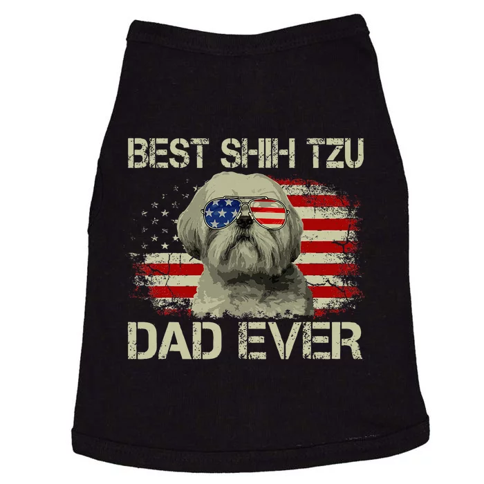 Best Shih Tzu Dad Ever Dog Lover American Flag Doggie Tank