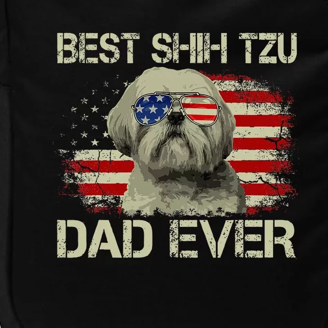 Best Shih Tzu Dad Ever Dog Lover American Flag Impact Tech Backpack