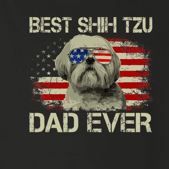 Best Shih Tzu Dad Ever Dog Lover American Flag Toddler Long Sleeve Shirt