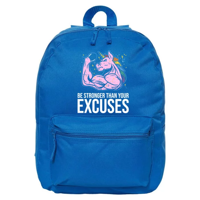 Be Stronger Than Your Excuses Motivation Unicorn Fitness Gym Gift 16 in Basic Backpack