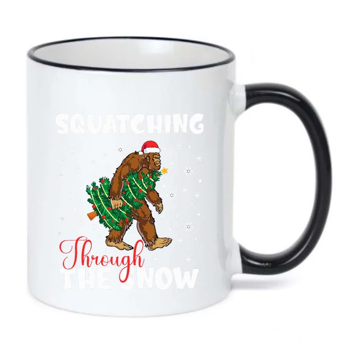 Bigfoot Squatching Through The Snow Sasquatch Christmas Xmas Black Color Changing Mug