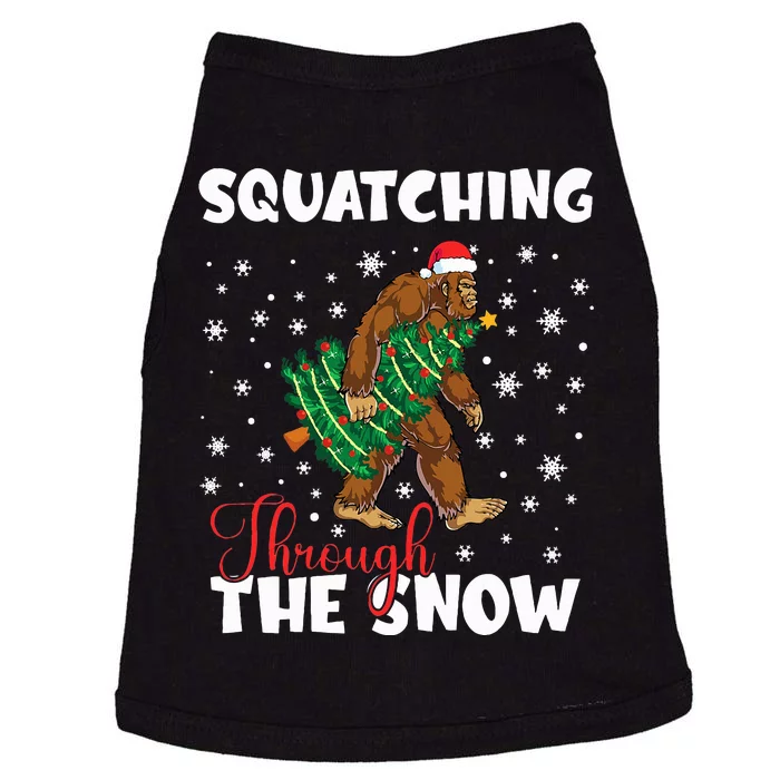 Bigfoot Squatching Through The Snow Sasquatch Christmas Xmas Doggie Tank